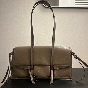 Zara Olive Brown Leather Shoulder Bag
